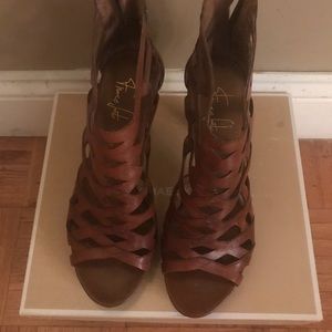 Franco Sarto brown leather caged heels- 7.5